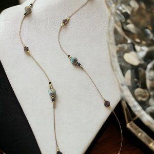 Beautiful Turqoise and Neutral Infinity Necklace